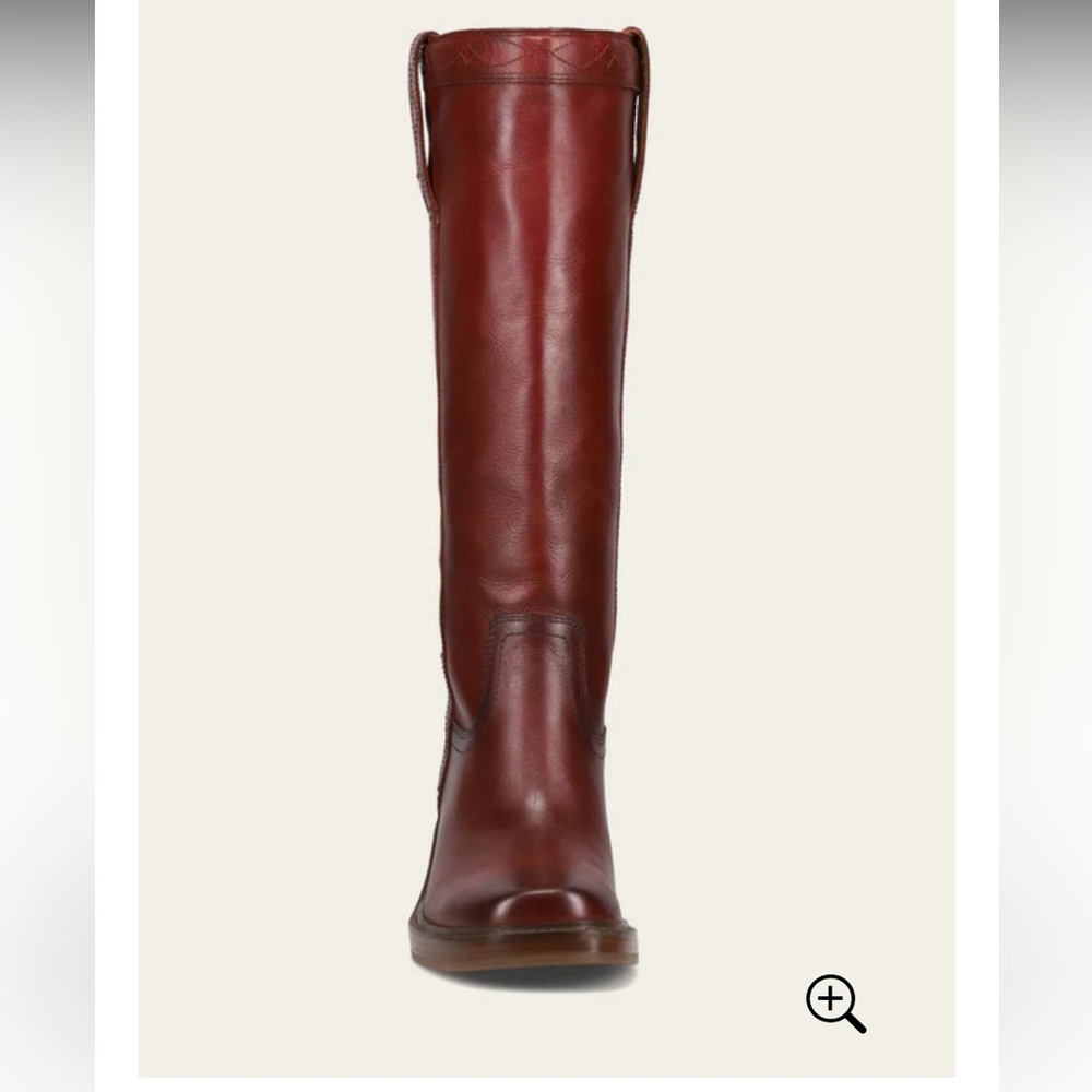 π£ DAY SALE Frye Knee High Boots Deep Red Leather Kate Pull On Wide Calf Merlot - Picture 5 of 12